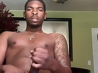 Sexy Youthfull Black Man Wanking Cumshot
