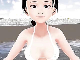 Honda Cocoa Manga lady present herself in white bikini.