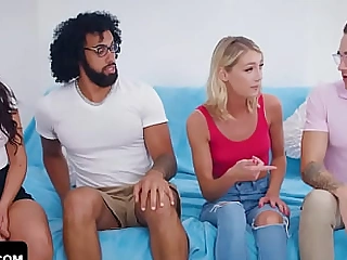 Sis Exchange - Marvelous Teen Girlfriends Exchange Their Nerdy Looking Stepbros Added to Swallow Their Cum