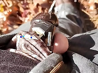 Jizz-swapping in the woods while in chastity wide no key available