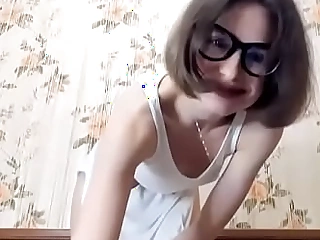 Russian babe with hairy pussy dances for webcam.