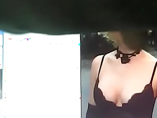 Cum tributing a sexy ash-blonde in a black top