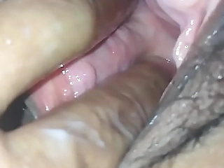 opening asian wife pussy close up