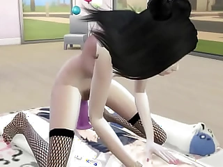 Cute Japanese Girl Rails Her Body Pillow - Sims 4