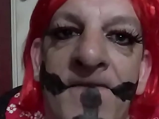 bisexual crossdressing gay mark wright has painted peckers surpassing his face while he munches his cum clean of his hand and shows you it in his mouth afterwards