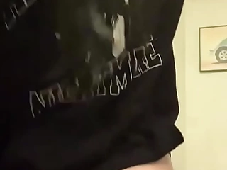 Adorable goth playing with herself