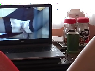 Mature mom masturbates watching porn while stepson recollections her with the addition of jerks stay away from