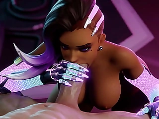 Cyber Sombra Blowjob Fucked in the Mouth Overwatch