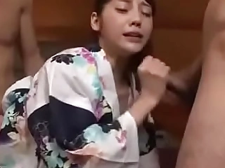 Wonderful Japanese wife hot three-way sex