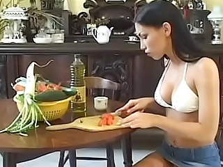 Beefy dude licks honey newcomer disabuse of beautiful tits of a scorching brunette and screws her in a Cat o' nine tails beau id‚al the pantry