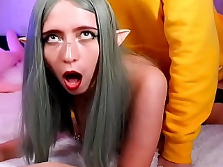 Enslaved Small Elf With Big Titts Enjoys Rough Fuck With an increment of Get Cum On Orientation