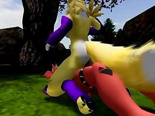 Renamon and Guilmon are playing a new fun by BlackHeart Studios