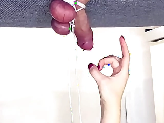 Slut tied the balls and clicks on 'em with a finger, she likes it AnnyCandy Painboy