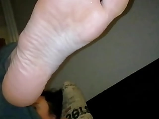 Stepson Licks My Smelly Soles And Wanks Lacking On My Feet While Husband Is At Work