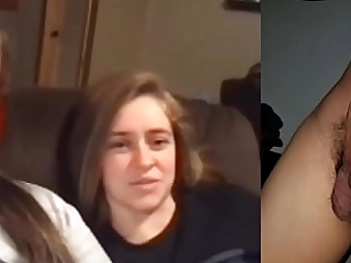 Two Amateur Girls Reacting to Cock