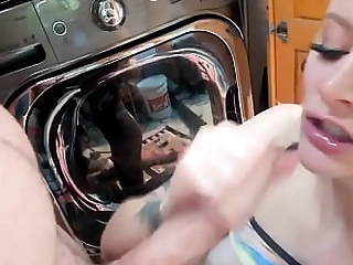Spectacular Blonde Teen acquires cum in panties on laundry phase