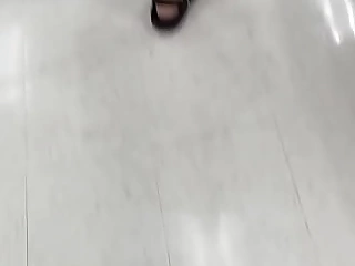 Voice-over Lady with a big ass in callow leggings walking in target