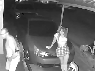 Security webcam catches man fucking neighbors daughter