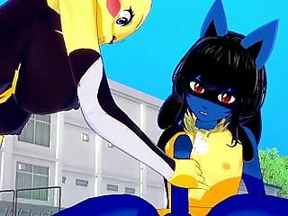 Pokemon Manga Hairy Yiff 3D - Lucario x Pikachu hard sex - Japanese asian manga hentai game pornography animation