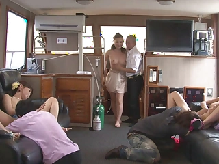 Young Japanese Women on touching Personal Sex Party with Business Owners on a Boat, Crazy Japanese Amateur Sex
