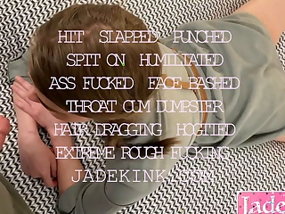 Jade Kink's first hardcore porno shoot, deepthroated, slapped, creampied