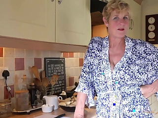 AuntJudysXXX - 58yo Busty Grown up Housewife Molly Deep throats your Cock in the Kitchen (POV)