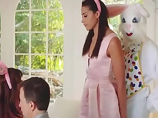 Teen fucks stepfather in easter bunny oblige and gets facial