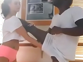Gym Instructor fucking dark-hued cock