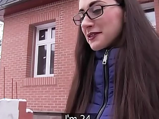 Public Delegate Juvenile Russian in Glasses Fucking a Broad in the beam Cock